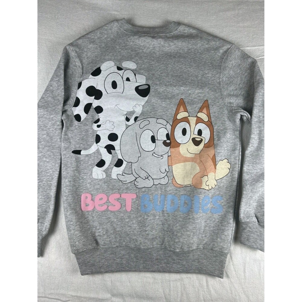 Bluey Best Buddies Gray Unisex Sweatshirt Pullover Adult Size XXS NWT